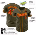 Personalized Olive Red-Gold Authentic Salute To Service Baseball Jersey