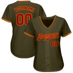 Personalized Olive Red-Gold Authentic Salute To Service Baseball Jersey Team Custom Name and Number