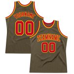 Personalized Olive Red-Gold Authentic Throwback Salute To Service Basketball Jersey Team Custom Name and Number