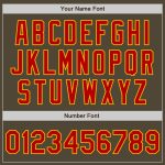 Personalized Olive Red-Gold Bomber Full-Snap Varsity Letterman Salute To Service Jacket Team Custom Name and Number