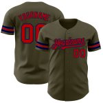 Personalized Olive Red-Navy Authentic Salute To Service Baseball Jersey
