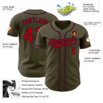 Personalized Olive Red-Navy Authentic Salute To Service Baseball Jersey Team Custom Name and Number
