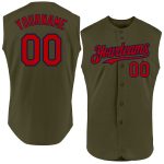 Personalized Olive Red-Navy Authentic Sleeveless Salute To Service Baseball Jersey Team Custom Name and Number