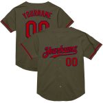 Personalized Olive Red-Navy Mesh Authentic Throwback Salute To Service Baseball Jersey Team Custom Name and Number