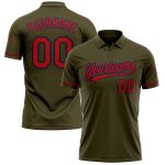Personalized Olive Red-Navy Performance Vapor Salute To Service Golf Polo Shirt Team Custom Name and Number