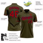 Personalized Olive Red-Navy Performance Vapor Salute To Service Golf Polo Shirt Team Custom Name and Number