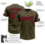 Personalized Olive Red-Navy Salute To Service Two-Button Unisex Softball Jersey Team Custom Name and Number