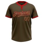 Personalized Olive Red Pinstripe Camo Salute To Service Two-Button Unisex Softball Jersey Team Custom Name and Number