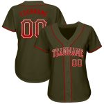 Personalized Olive Red-White Authentic Drift Fashion Salute To Service Baseball Jersey Team Custom Name and Number
