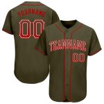 Personalized Olive Red-White Authentic Drift Fashion Salute To Service Baseball Jersey Team Custom Name and Number