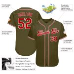 Personalized Olive Red-White Authentic Salute To Service Baseball Jersey Team Custom Name and Number
