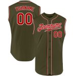 Personalized Olive Red-White Authentic Sleeveless Salute To Service Baseball Jersey Team Custom Name and Number