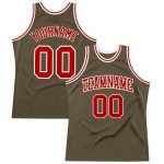 Personalized Olive Red-White Authentic Throwback Salute To Service Basketball Jersey