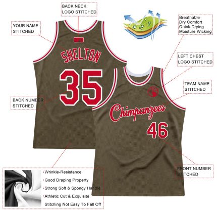 Personalized Olive Red-White Authentic Throwback Salute To Service Basketball Jersey Team Custom Name and Number