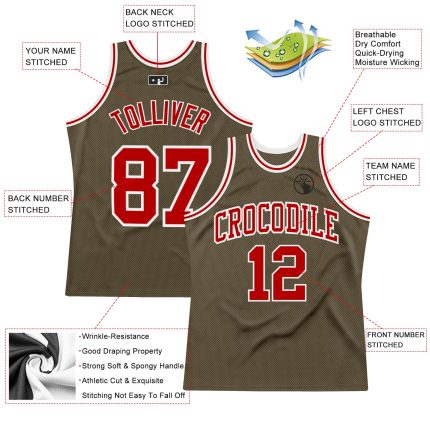 Personalized Olive Red-White Authentic Throwback Salute To Service Basketball Jersey