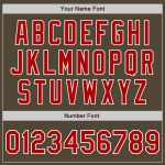 Personalized Olive Red-White Bomber Full-Snap Varsity Letterman Salute To Service Jacket Team Custom Name and Number