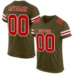 Personalized Olive Red-White Mesh Authentic Salute To Service Football Jersey Team Custom Name and Number