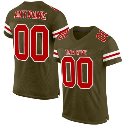 Personalized Olive Red-White Mesh Authentic Salute To Service Football Jersey Team Custom Name and Number