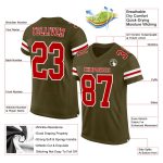 Personalized Olive Red-White Mesh Authentic Salute To Service Football Jersey Team Custom Name and Number