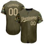 Personalized Olive Vegas Gold-Camo 3D Pattern Design Authentic Salute To Service Baseball Jersey Team Custom Name and Number