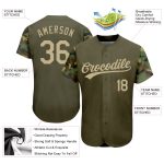 Personalized Olive Vegas Gold-Camo 3D Pattern Design Authentic Salute To Service Baseball Jersey Team Custom Name and Number