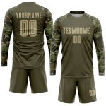 Personalized Olive Vegas Gold-Camo Sublimation Salute To Service Soccer Uniform Jersey