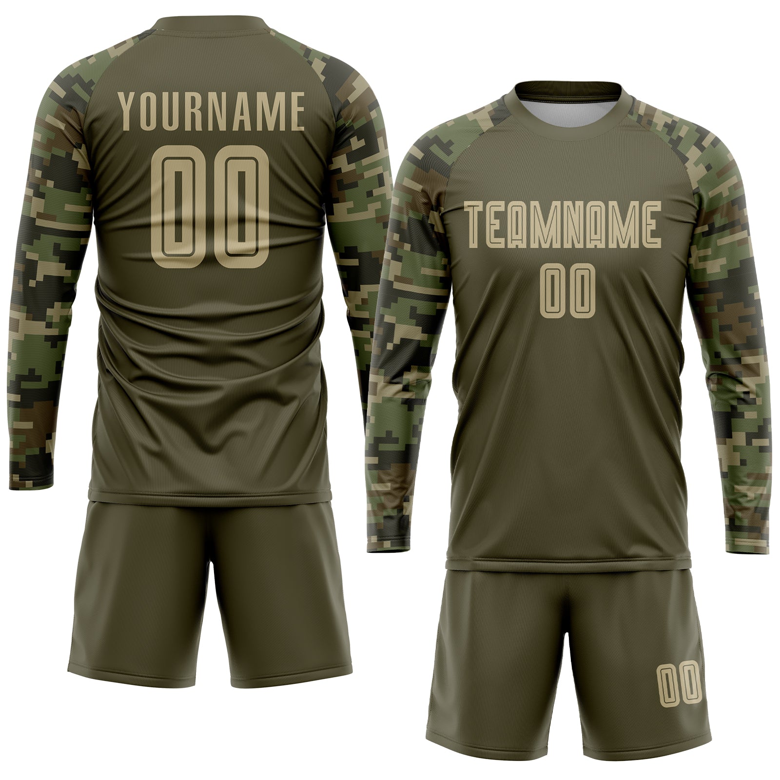 Personalized Olive Vegas Gold-Camo Sublimation Salute To Service Soccer Uniform Jersey Personalized Olive Vegas Gold-Camo Sublimation Salute To Service Soccer Uniform Jersey - Image 4