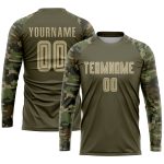 Personalized Olive Vegas Gold-Camo Sublimation Salute To Service Soccer Uniform Jersey 7386