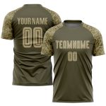 Personalized Olive Vegas Gold-Camo Sublimation Salute To Service Soccer Uniform Jersey Team Custom Name and Number