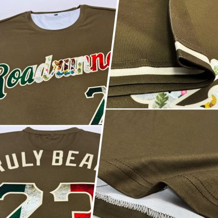 Personalized Olive Vintage Mexican Flag-City Cream Performance Salute To Service T-Shirt Team Custom Name and Number