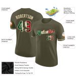 Personalized Olive Vintage Mexican Flag-City Cream Performance Salute To Service T-Shirt Team Custom Name and Number