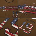 Personalized Olive Vintage USA Flag-Black Authentic Salute To Service Baseball Jersey Team Custom Name and Number