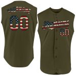 Personalized Olive Vintage USA Flag-Black Authentic Sleeveless Salute To Service Baseball Jersey Team Custom Name and Number