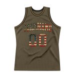 Personalized Olive Vintage USA Flag-Black Authentic Throwback Salute To Service Basketball Jersey Team Custom Name and Number