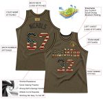 Personalized Olive Vintage USA Flag-Black Authentic Throwback Salute To Service Basketball Jersey Team Custom Name and Number