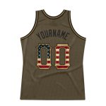 Personalized Olive Vintage USA Flag-Black Authentic Throwback Salute To Service Basketball Jersey Team Custom Name and Number
