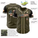 Personalized Olive Vintage USA Flag-Black Authentic Two Tone Salute To Service Baseball Jersey Team Custom Name and Number