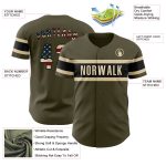 Personalized Olive Vintage USA Flag Black-Cream Authentic Salute To Service Baseball Jersey Team Custom Name and Number