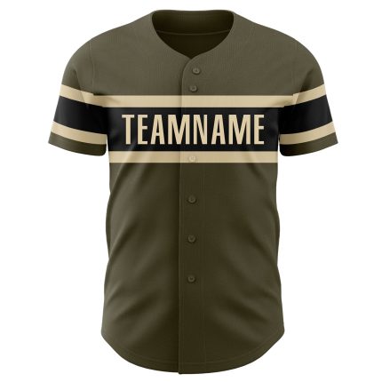 Personalized Olive Vintage USA Flag Black-Cream Authentic Salute To Service Baseball Jersey Team Custom Name and Number