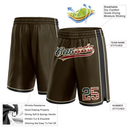 Personalized Olive Vintage USA Flag Black-Cream Authentic Salute To Service Basketball Shorts Team Custom Name and Number