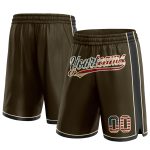 Personalized Olive Vintage USA Flag Black-Cream Authentic Salute To Service Basketball Shorts Team Custom Name and Number