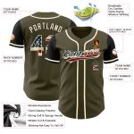 Personalized Olive Vintage USA Flag Black-Cream Authentic Salute To Service Two Tone Baseball Jersey Team Custom Name and Number