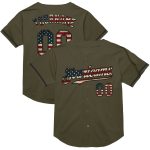 Personalized Olive Vintage USA Flag-Black Mesh Authentic Throwback Salute To Service Baseball Jersey Team Custom Name and Number