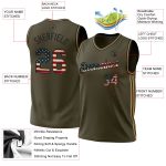 Personalized Olive Vintage USA Flag Black-Old Gold Authentic Throwback Salute To Service Basketball Jersey Team Custom Name and Number