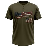Personalized Olive Vintage USA Flag-Black Salute To Service Two-Button Unisex Softball Jersey Team Custom Name and Number