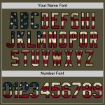 Personalized Olive Vintage USA Flag-Black Salute To Service Two-Button Unisex Softball Jersey Team Custom Name and Number