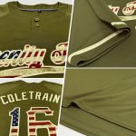 Personalized Olive Vintage USA Flag-City Cream Salute To Service Two-Button Unisex Softball Jersey Team Custom Name and Number