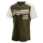 Personalized Olive Vintage USA Flag-Cream Authentic Raglan Sleeves Salute To Service Baseball Jersey Team Custom Name and Number