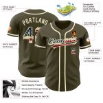 Personalized Olive Vintage USA Flag-Cream Authentic Salute To Service Baseball Jersey