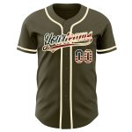 Personalized Olive Vintage USA Flag-Cream Authentic Salute To Service Baseball Jersey